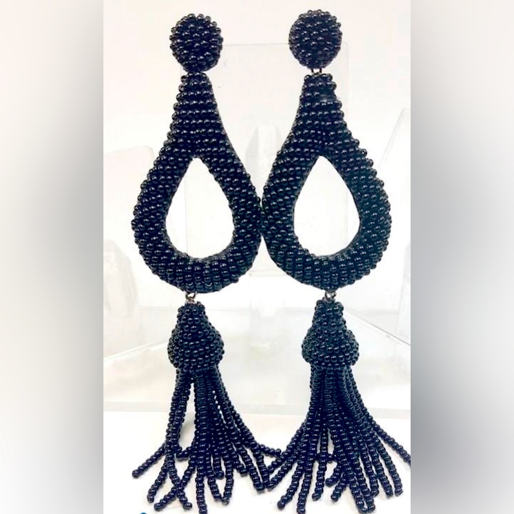 Deepa Gurnani Black Beaded Earrings